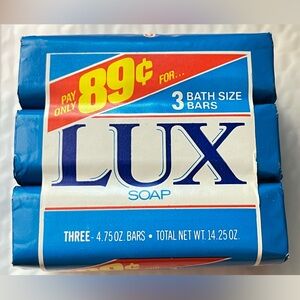 LUX Bar Soap 3 Pack Bath Size Bars 4.75oz VTG 80s - 90s New Old Stock